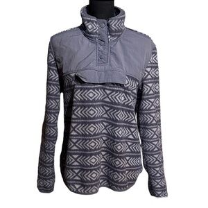 Sierra Designs Gray Geo Print Fleece Pullover Jacket Top Women's L Large